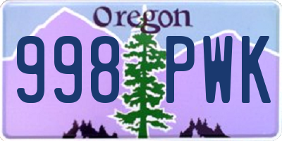 OR license plate 998PWK