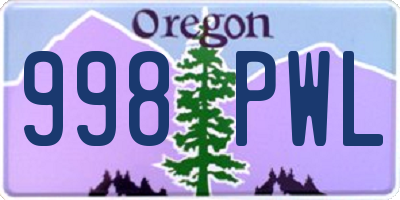 OR license plate 998PWL