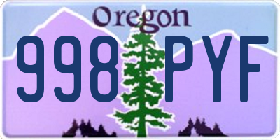 OR license plate 998PYF
