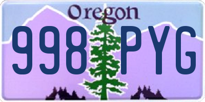 OR license plate 998PYG