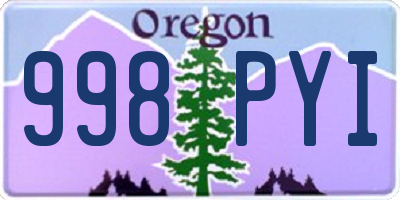 OR license plate 998PYI