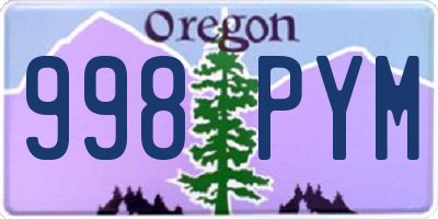 OR license plate 998PYM