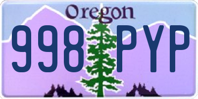 OR license plate 998PYP