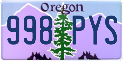 OR license plate 998PYS