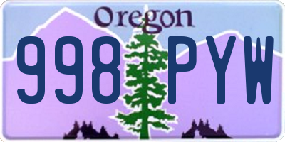 OR license plate 998PYW