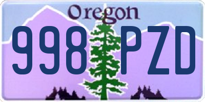 OR license plate 998PZD