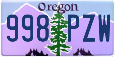 OR license plate 998PZW