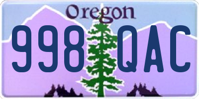 OR license plate 998QAC