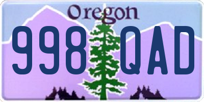 OR license plate 998QAD