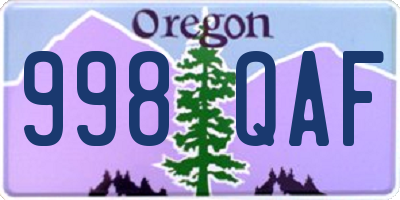 OR license plate 998QAF