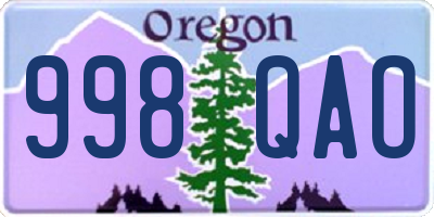 OR license plate 998QAO