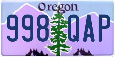 OR license plate 998QAP