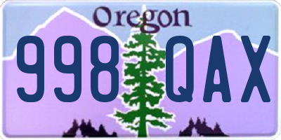 OR license plate 998QAX