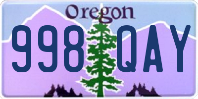 OR license plate 998QAY