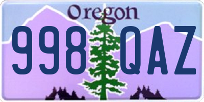 OR license plate 998QAZ