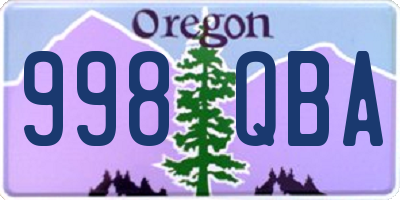 OR license plate 998QBA