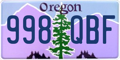 OR license plate 998QBF
