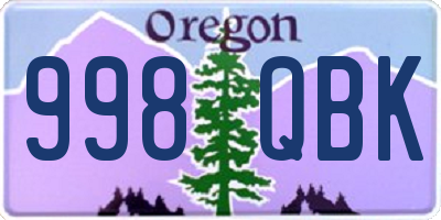 OR license plate 998QBK