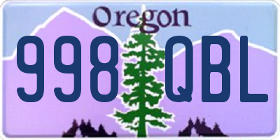 OR license plate 998QBL