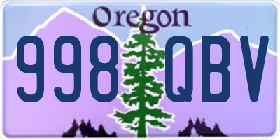 OR license plate 998QBV
