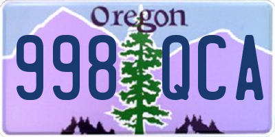 OR license plate 998QCA