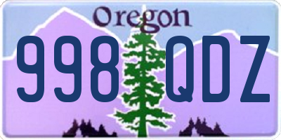 OR license plate 998QDZ