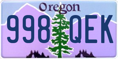 OR license plate 998QEK