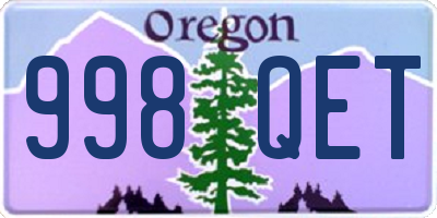 OR license plate 998QET