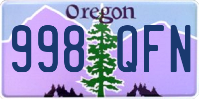 OR license plate 998QFN