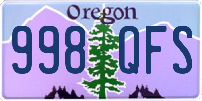 OR license plate 998QFS