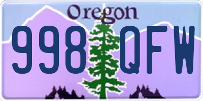 OR license plate 998QFW