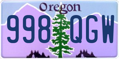 OR license plate 998QGW