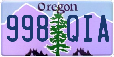 OR license plate 998QIA