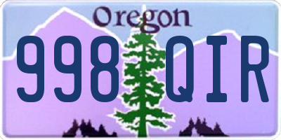 OR license plate 998QIR