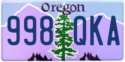 OR license plate 998QKA