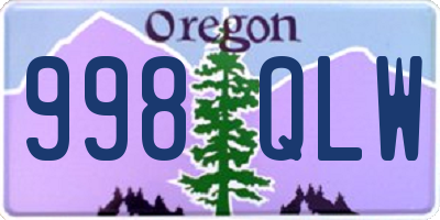 OR license plate 998QLW