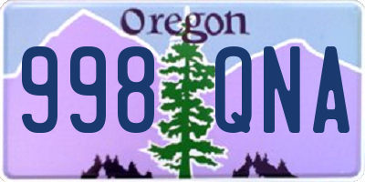 OR license plate 998QNA