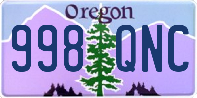 OR license plate 998QNC