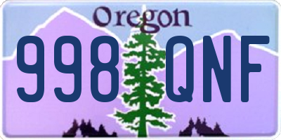 OR license plate 998QNF