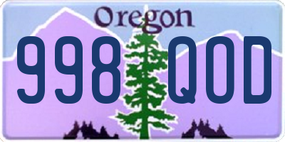 OR license plate 998QOD