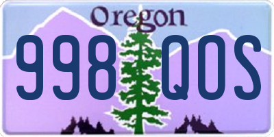 OR license plate 998QOS