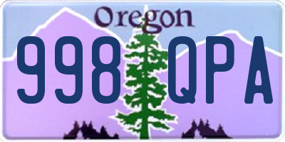 OR license plate 998QPA