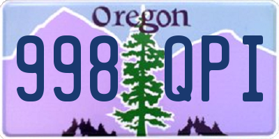 OR license plate 998QPI