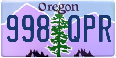 OR license plate 998QPR