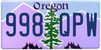 OR license plate 998QPW