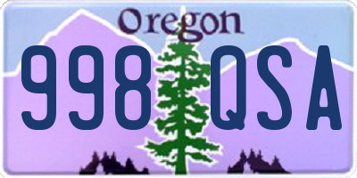 OR license plate 998QSA