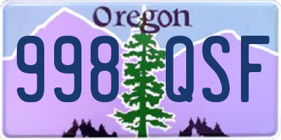 OR license plate 998QSF