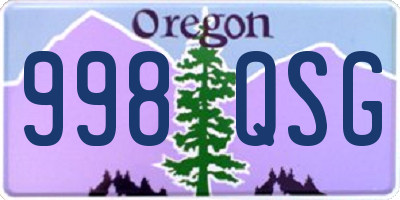 OR license plate 998QSG