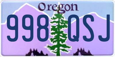 OR license plate 998QSJ