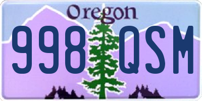 OR license plate 998QSM